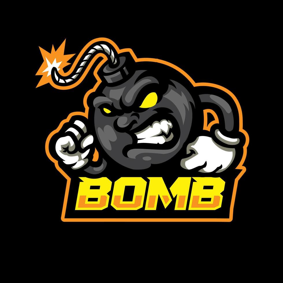Cartoon Explosive Bomb Mascot Logo vector
