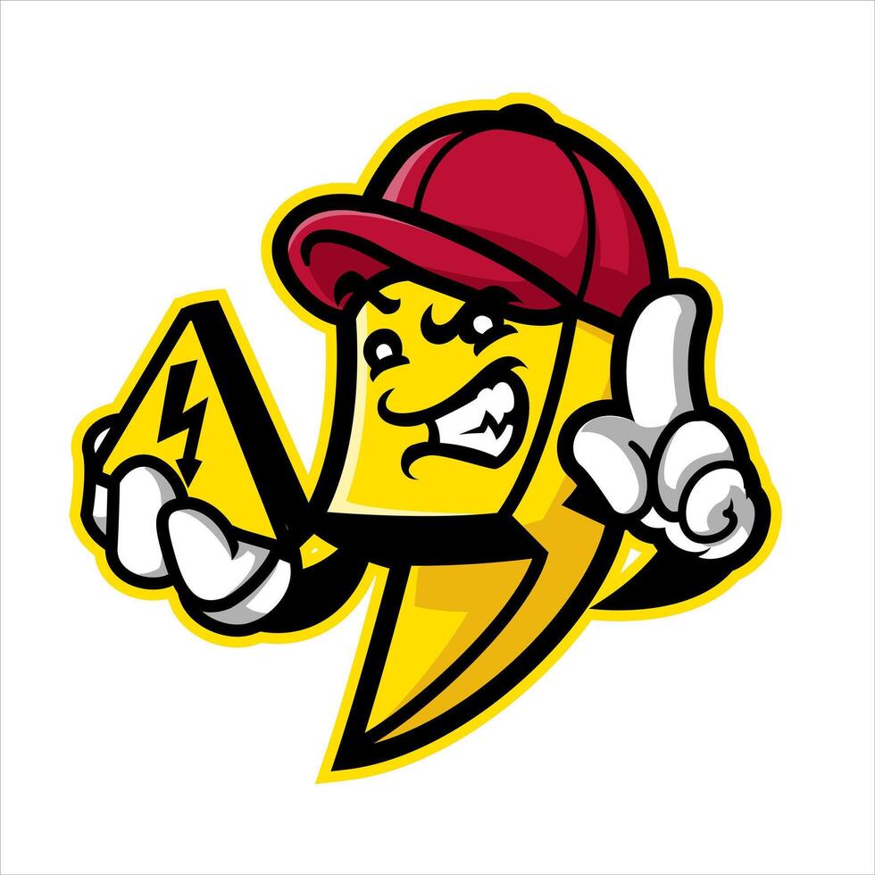 Cartoon Volt Mascot Hat Design vector