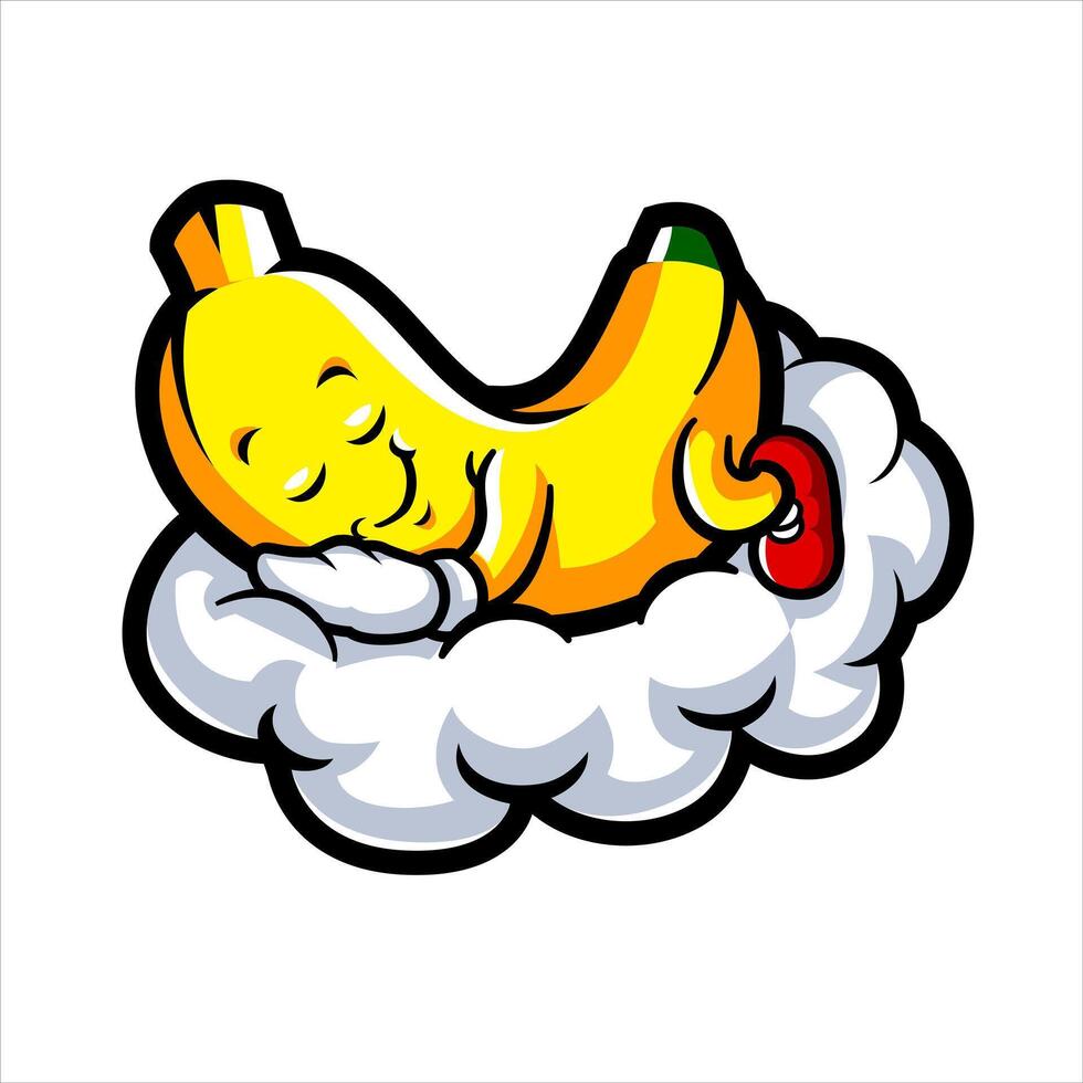 Banana Dreaming on White Cloud vector