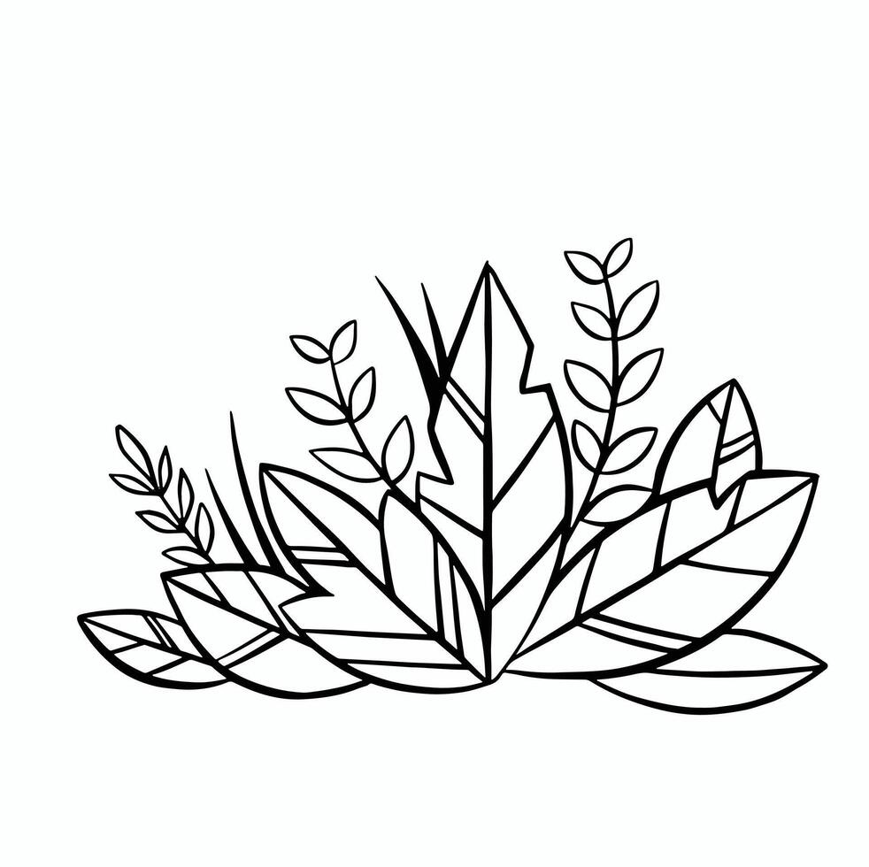 bush leaves decor line flat vector