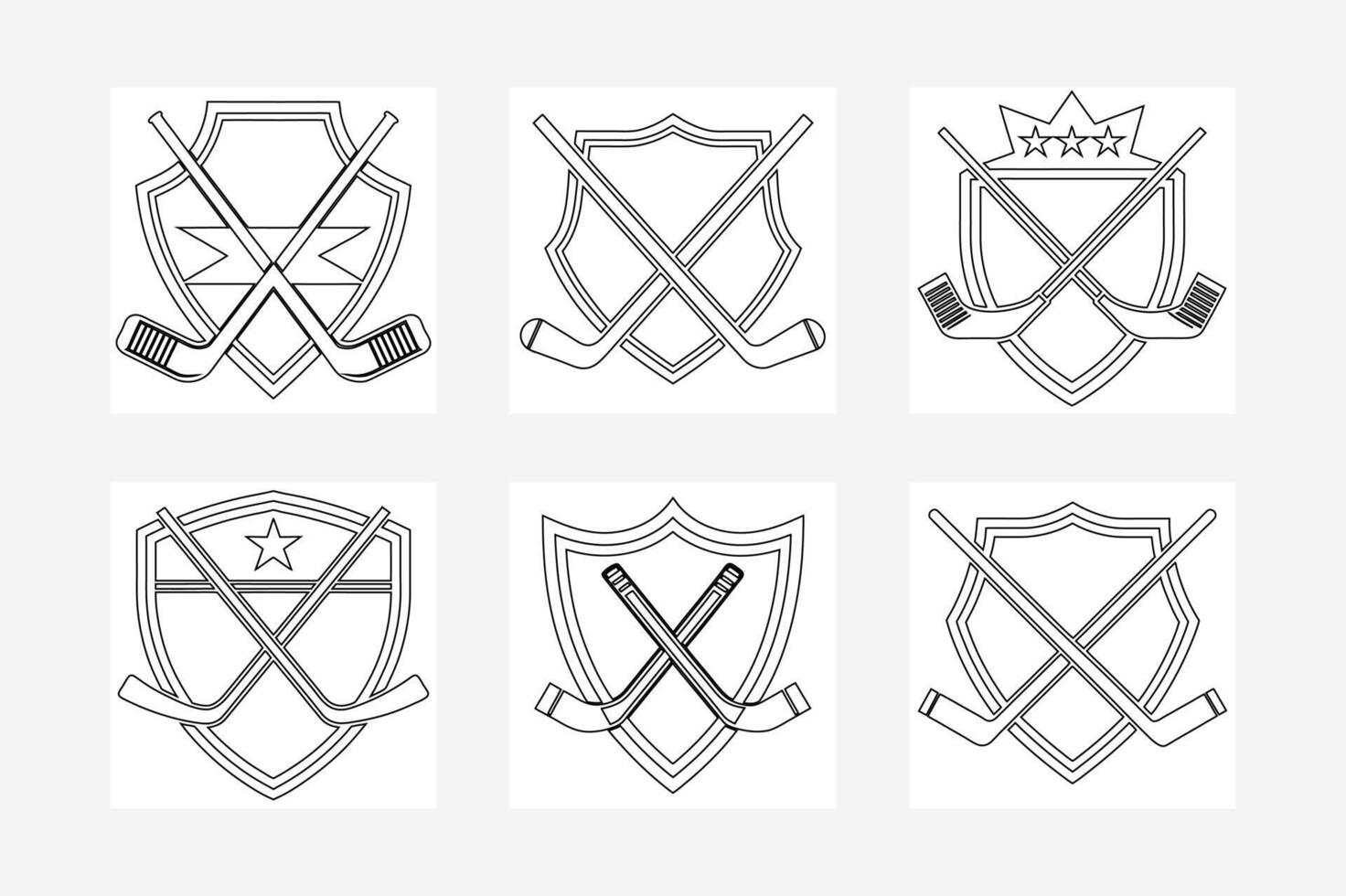 Hockey Stick and Shield Logo Designs Illustrations for Teams and Clubs vector