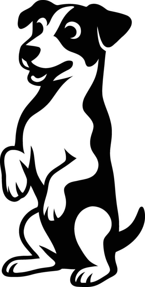 Jack Russell Terrier Standing Art, Cute Dog Silhouette on Hind Legs vector