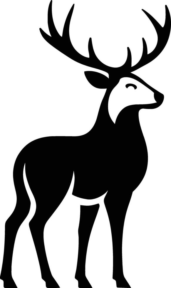 White and black deer elegant silhouette, Majestic deer animal silhouette vector