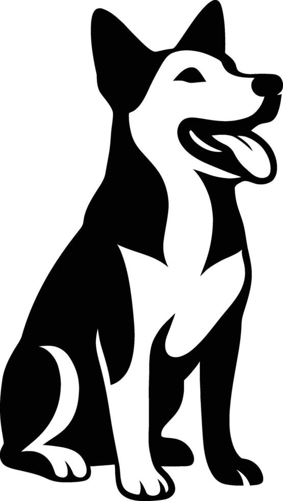 Happy Husky Dog Silhouette, Smiling Pet Illustration vector