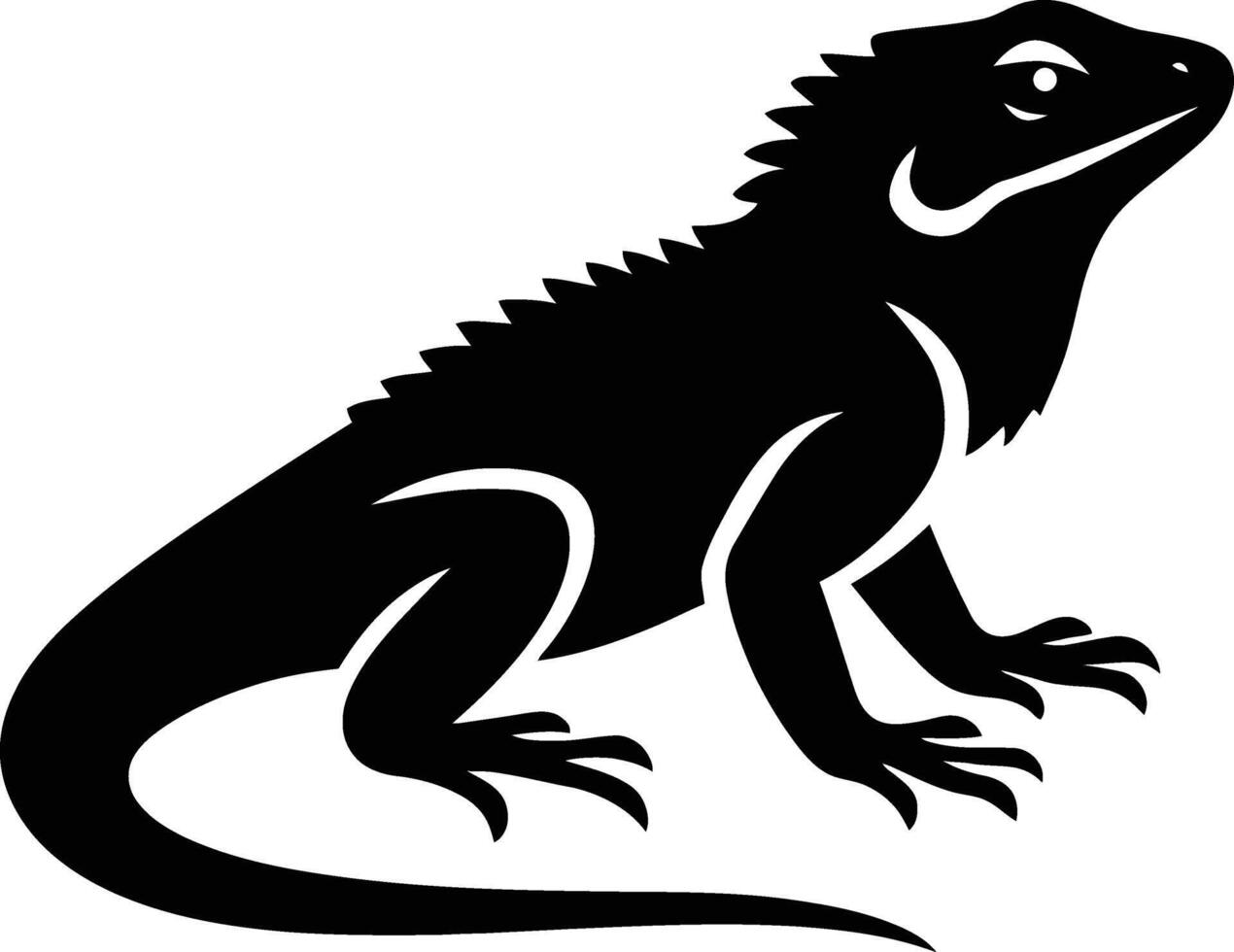 Bearded Dragon Silhouette Art, Lizard Outline Illustration vector