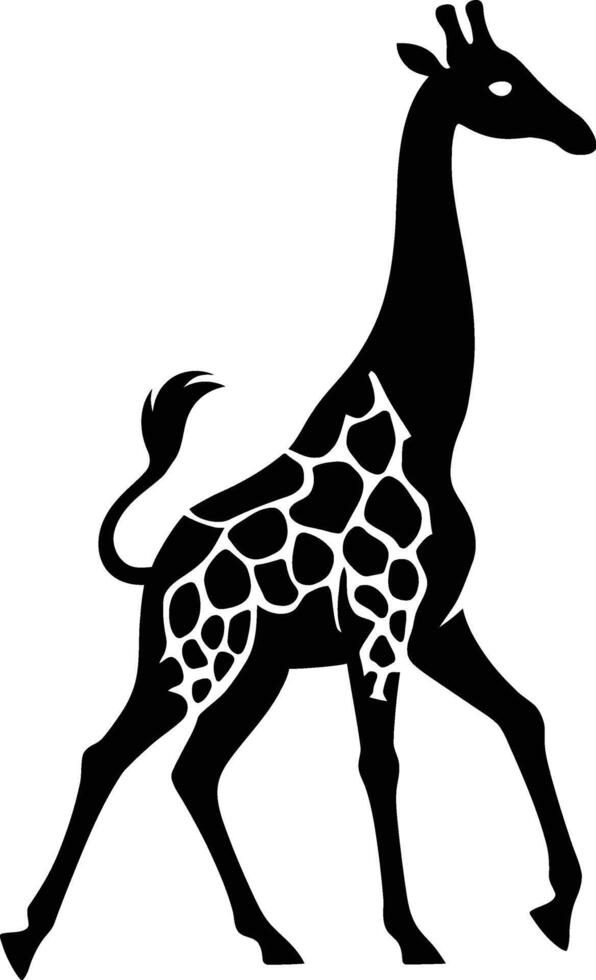 Walking giraffe silhouette black and white, Simple safari giraffe artwork vector