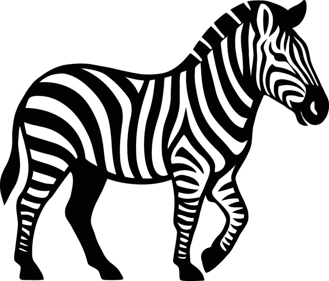 Zebra silhouette in black and white, Minimal zebra animal vector