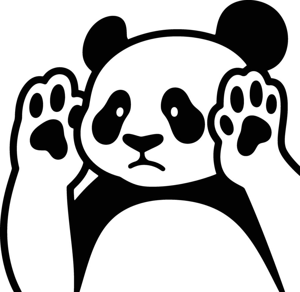 Sad Panda Raising Paw Cartoon, Depressed Panda Graphic for Awareness Campaign vector