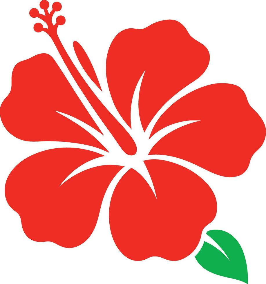 Red hibiscus floral silhouette, Tropical red hibiscus flower design vector