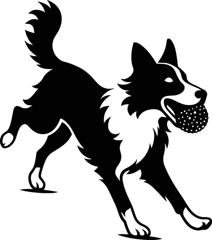 Border Collie Running, Energetic Dog Silhouette vector