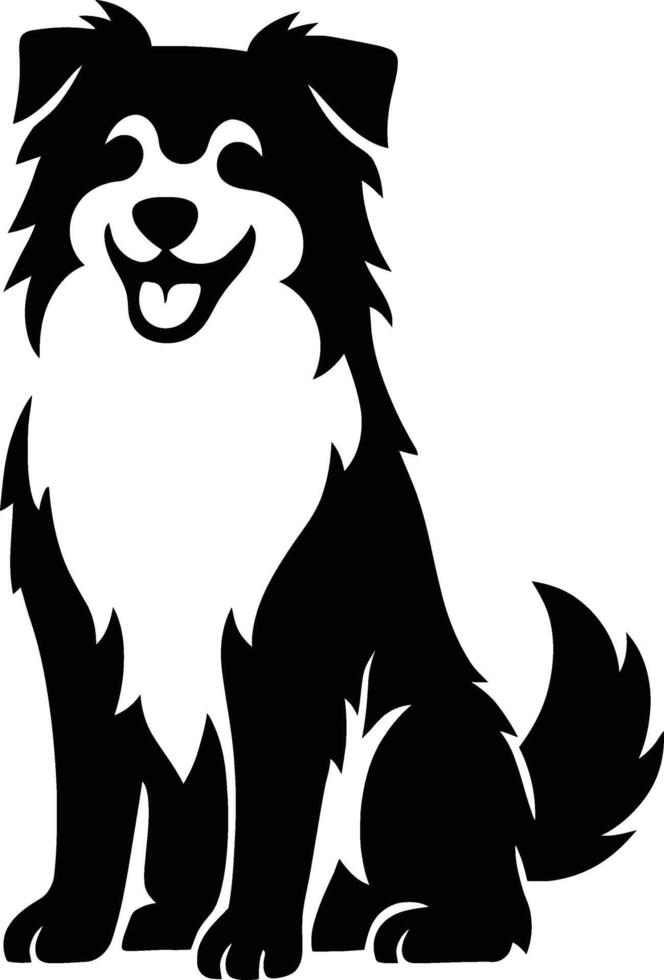 Happy Border Collie Design, Joyful Dog Silhouette Illustration vector