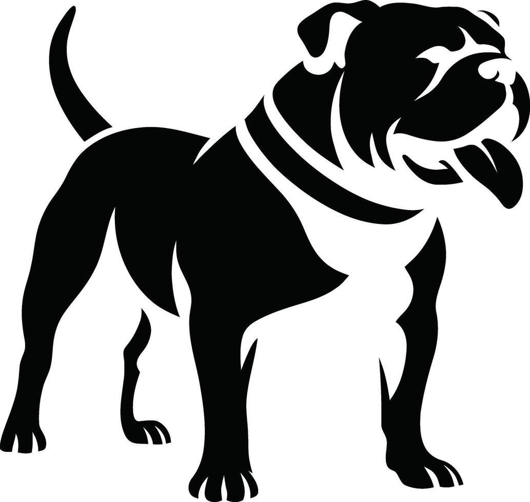 Bulldog Silhouette Strong Design, Powerful Black and White Bulldog Art vector