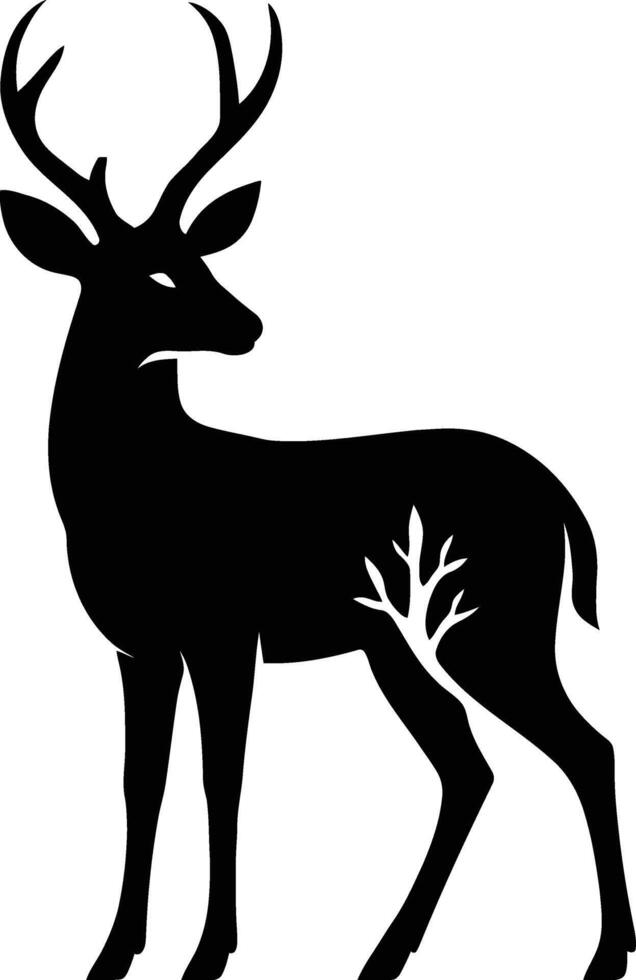 Deer with tree silhouette nature harmony, Forest deer nature blend silhouette vector