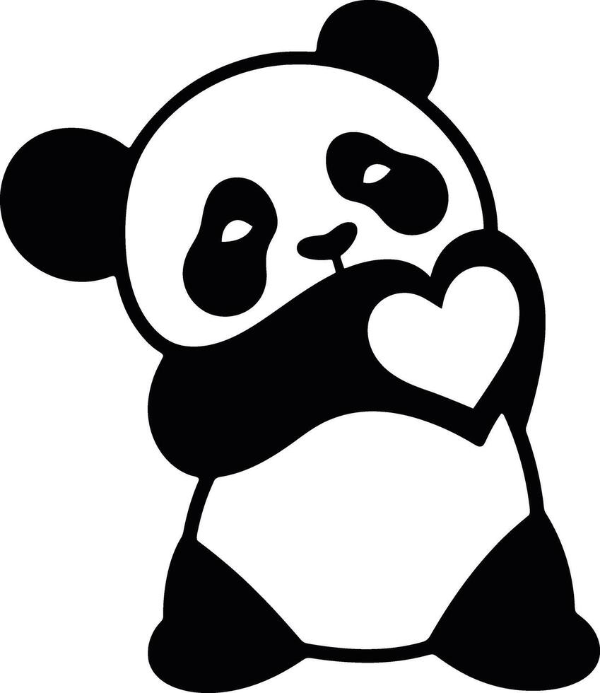 Panda Holding Heart Kids Design, Love Panda for Childrens Gift vector