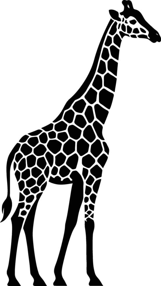 Minimal giraffe black and white style, Simple safari animal silhouette vector