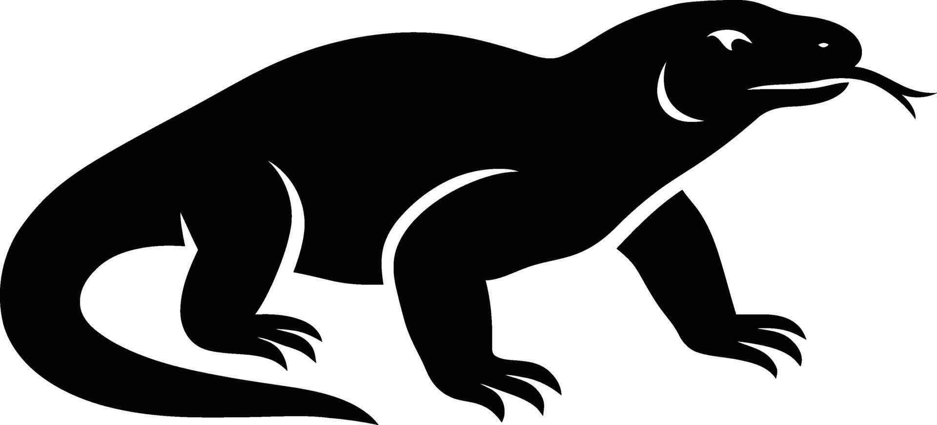 Komodo Dragon Simple Silhouette, Reptile Outline Graphic vector