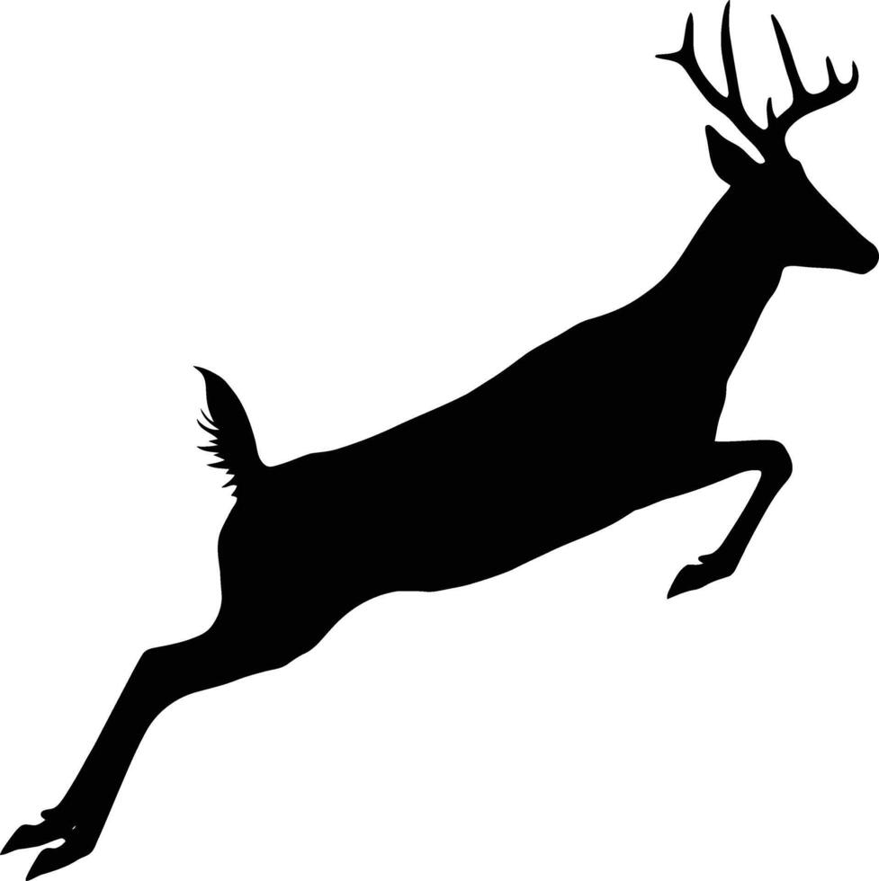 Deer Jumping Silhouette Art, Leaping Deer Wildlife vector