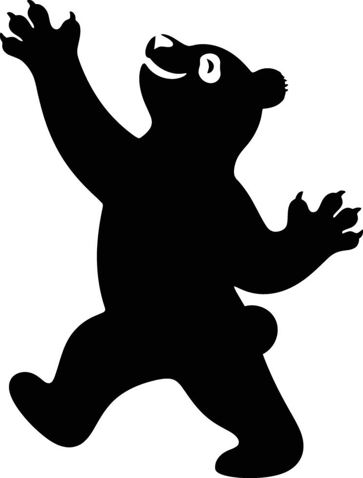 Walking Bear Silhouette Art, Playful Bear Outline for Cutting Files vector