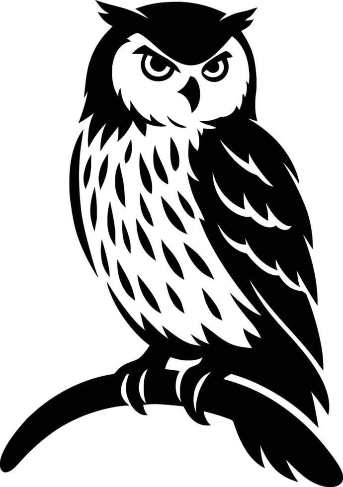 Owl Branch Silhouette Bold, Owl Illustration Art vector