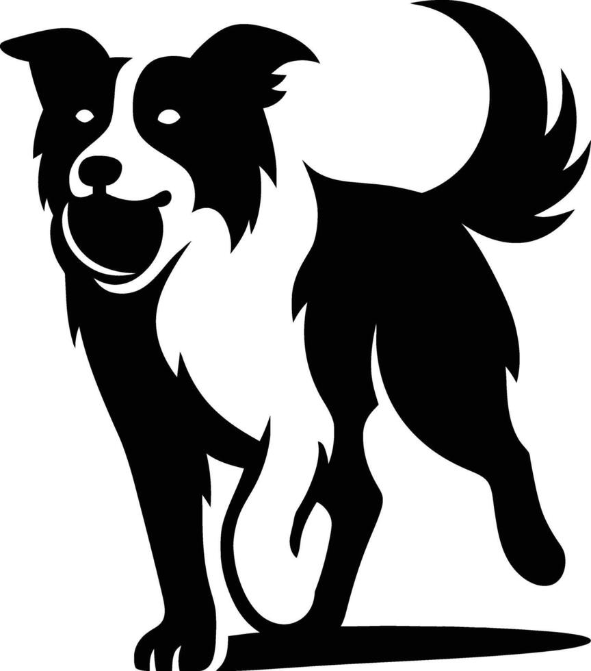 Playful Border Collie Art, Stylish Dog Silhouette Design vector