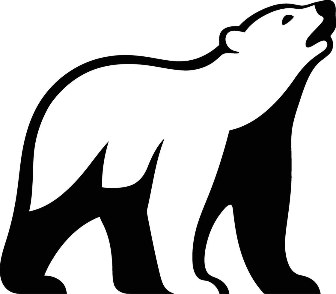 Polar Bear Striking Silhouette, High Contrast Bear vector