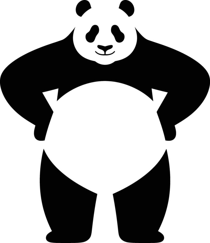 Smiling Panda Hands on Waist Art, Confident Panda Cartoon for Branding vector