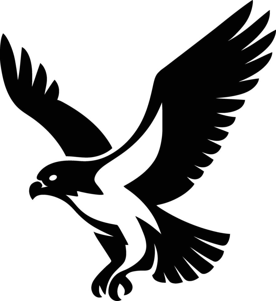 Osprey Soaring Silhouette Graphic, Raptor In Flight vector
