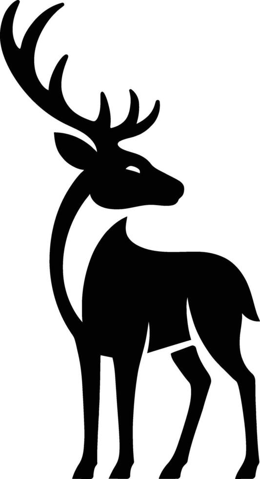Black silhouette of standing deer, Simple wildlife deer silhouette vector