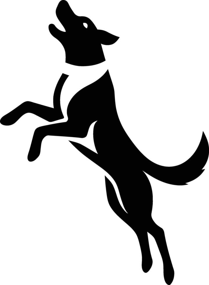 Jumping Dog Silhouette , Fun Black and White Pet Art vector