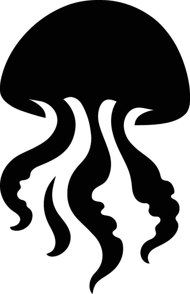 Jellyfish Ocean Silhouette Graphic, Simple Jellyfish Illustration vector