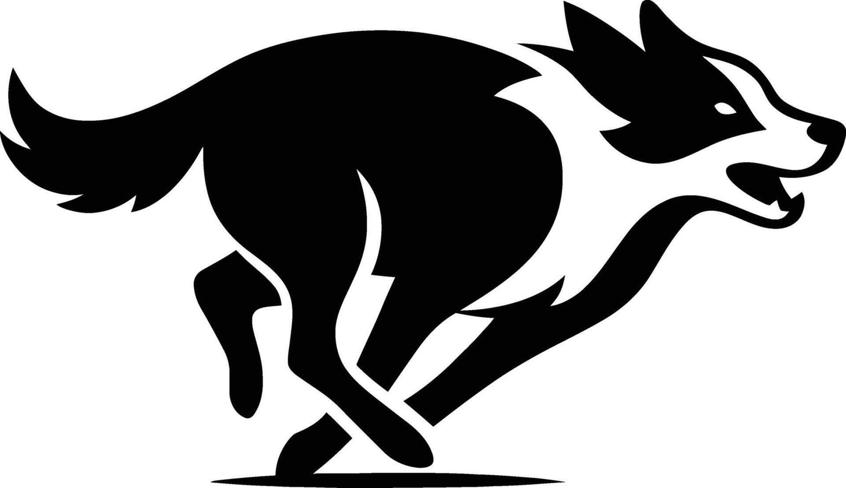 Running Dog Silhouette , Dynamic Black and White Pet Design vector