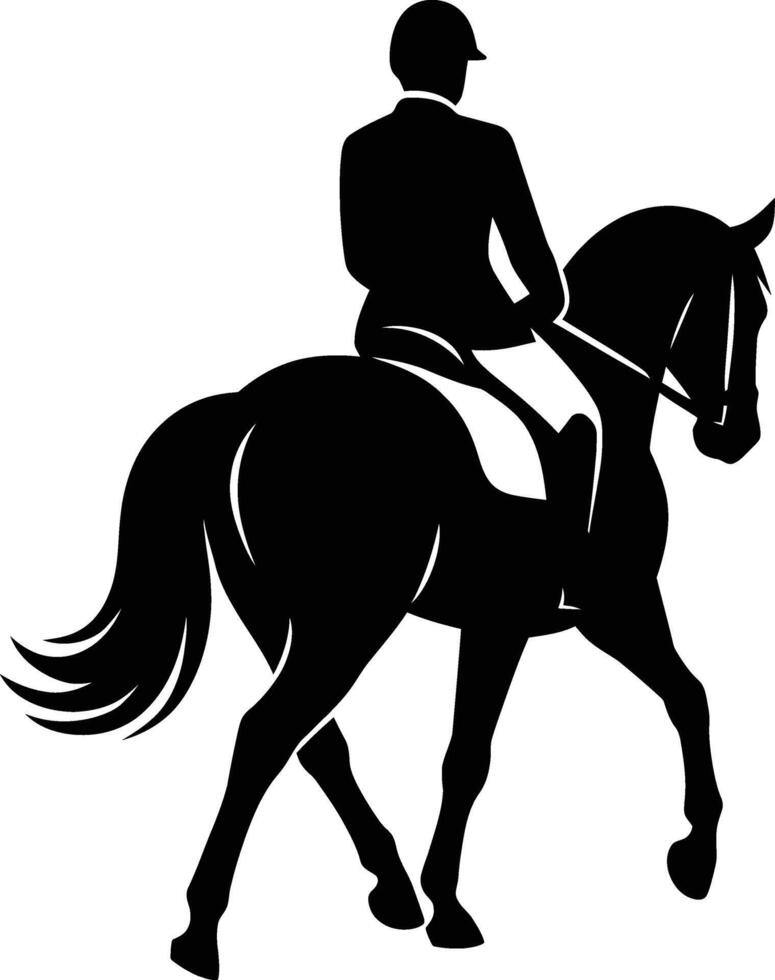 Equestrian rider and horse silhouette for show design, Elegant horse riding for sports graphics vector