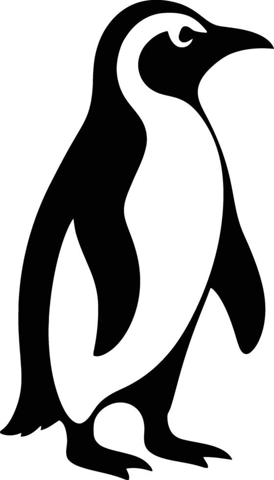 Penguin Black White Silhouette, Basic Penguin Illustration vector