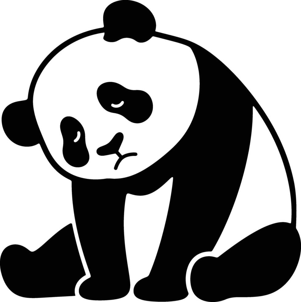 Sad Panda Silhouette Art, Lonely Panda Outline for Emotional Design vector