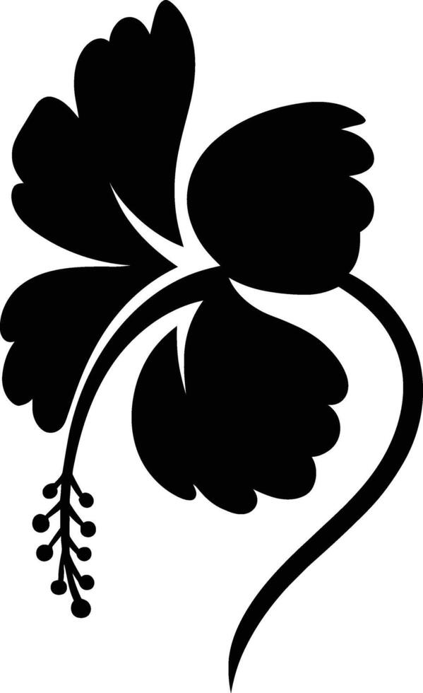 Elegant hibiscus silhouette floral, Hibiscus flower black design artwork vector