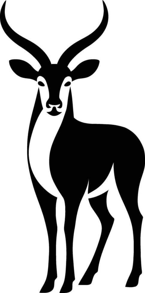 Gemsbok antelope silhouette in black and white style, African antelope illustration for wildlife art vector