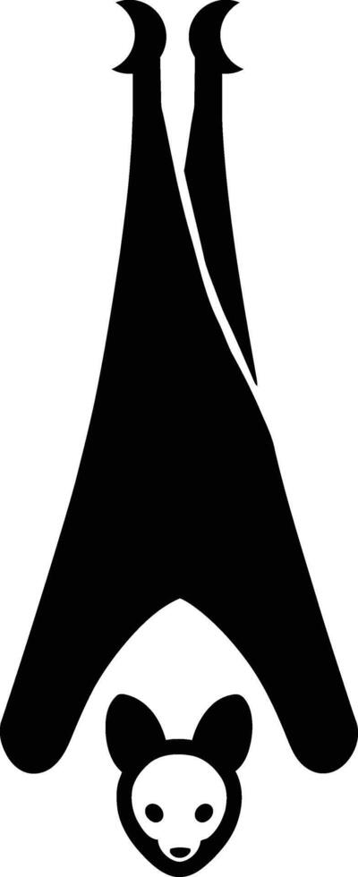 Upside Down Hanging Bat Illustration, Bat Silhouette Sleeping Pose vector