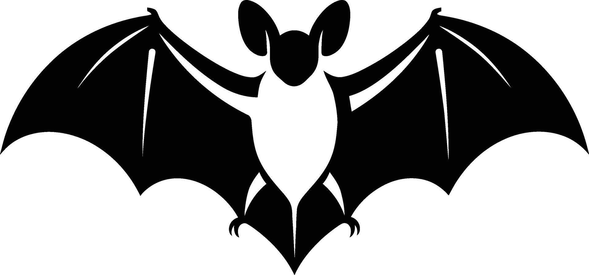 Minimal Bat Silhouette in Black and White, Clean Flying Bat Illustration vector