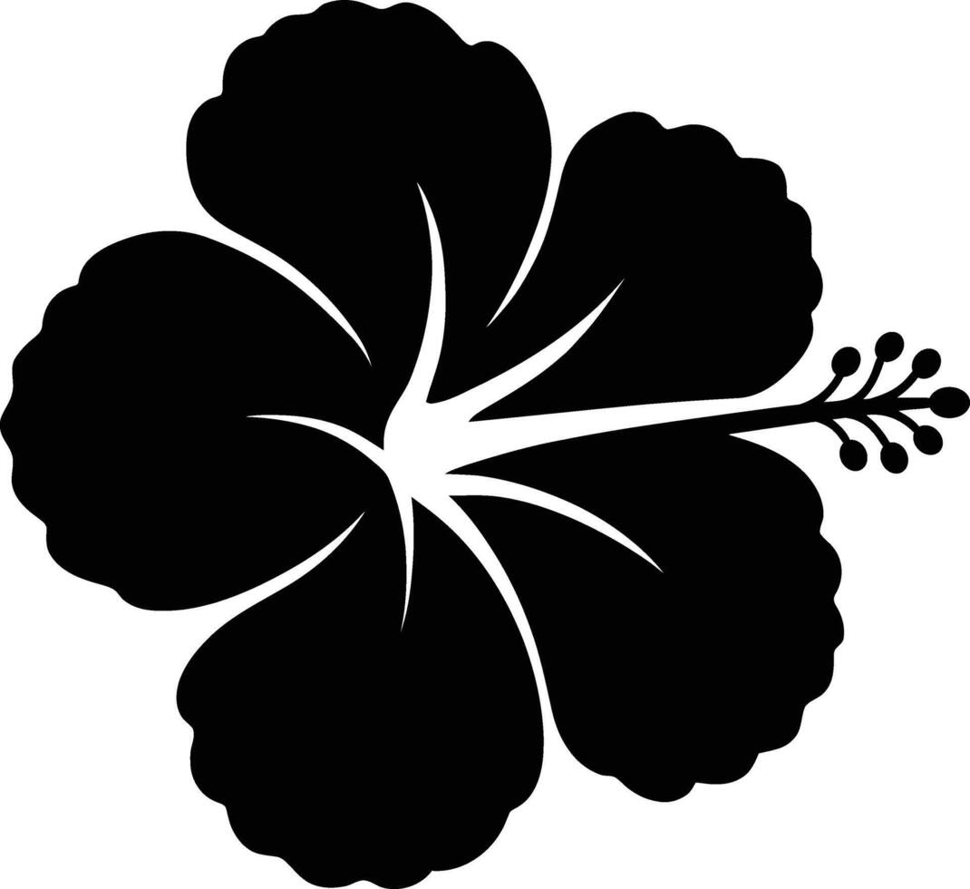 Black hibiscus flower art, Hibiscus silhouette for digital use vector