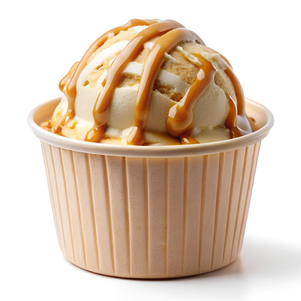 Paper Cup Caramel Ice Cream Photo