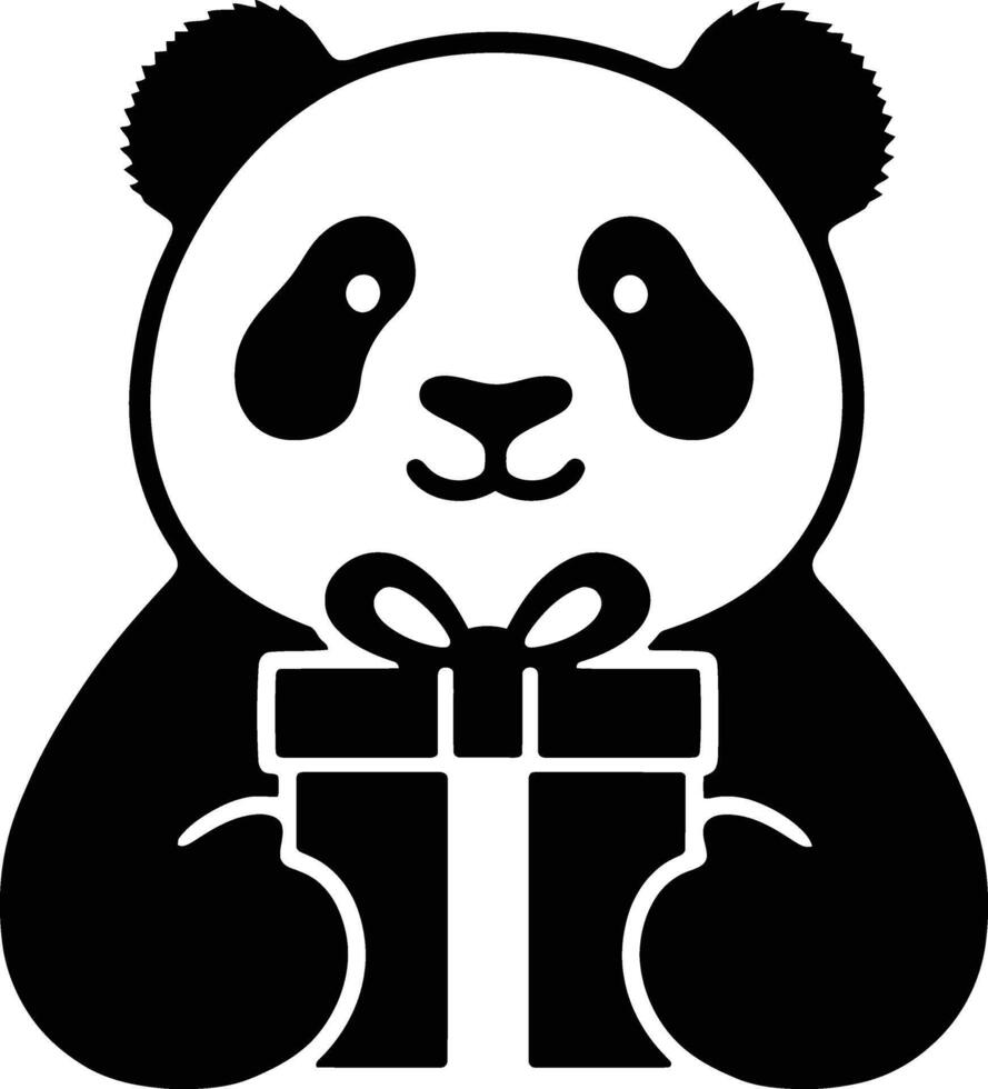 Panda Giving Gift Cartoon Design, Generous Panda Illustration for Party Invite vector