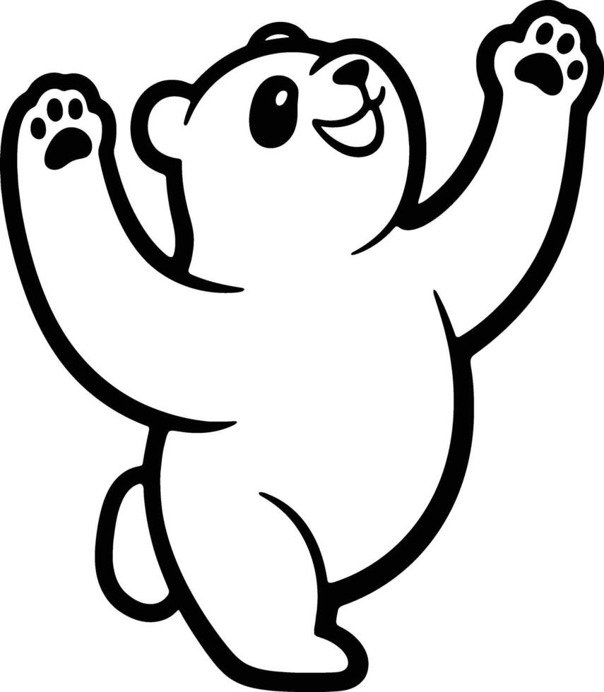Cartoon Polar Bear Raised Paws Art, Playful Bear Graphic for Winter Design vector