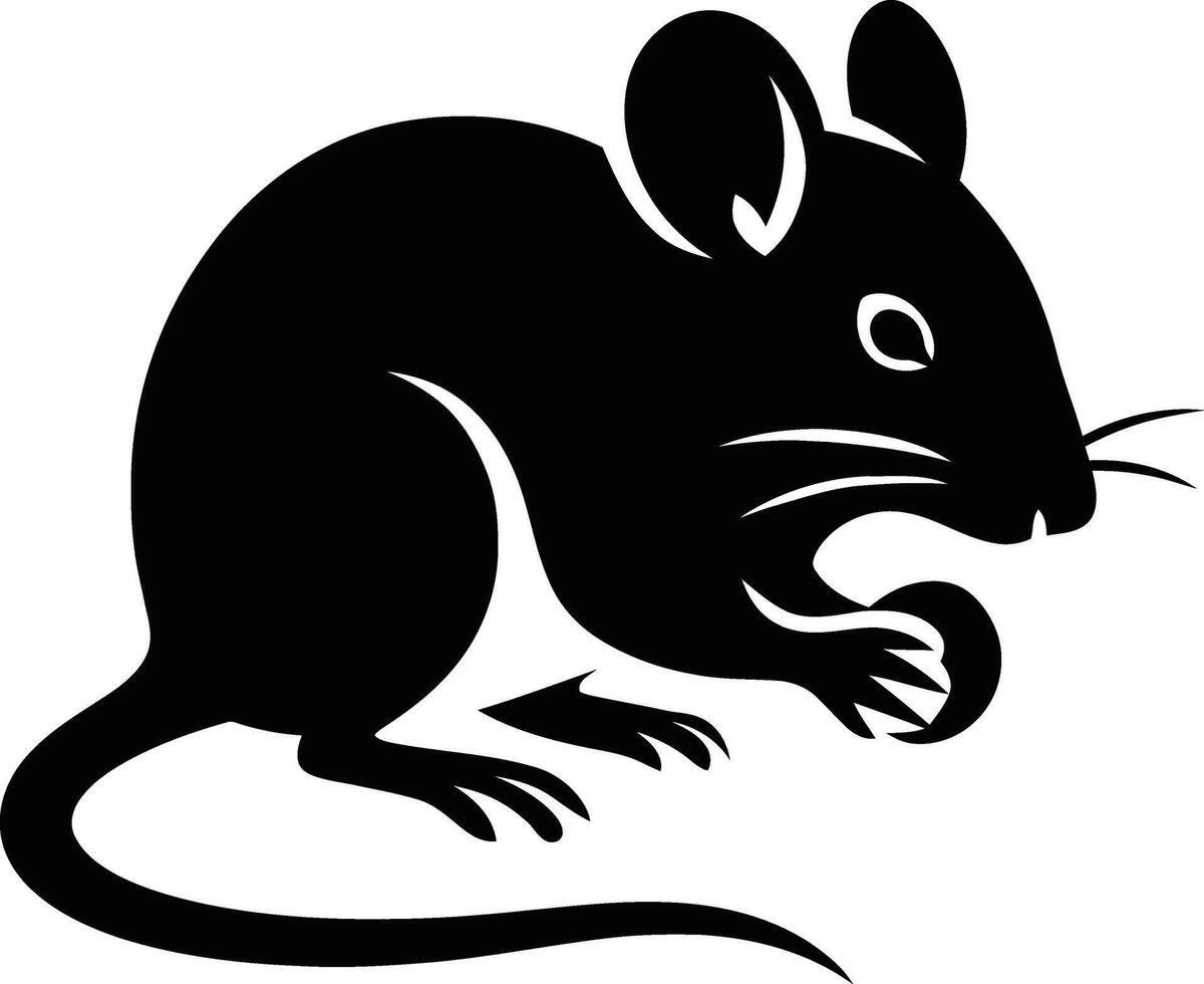 Mouse Simple Silhouette Graphic, Minimal Mouse Outline Art vector