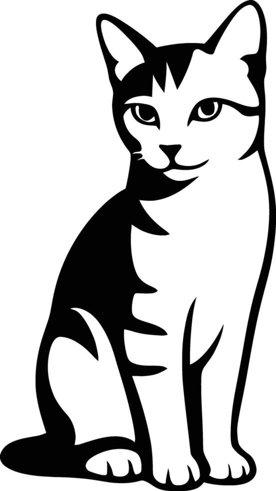 Sitting Cat Silhouette Artwork, Black and White Cat Sitting Illustration vector