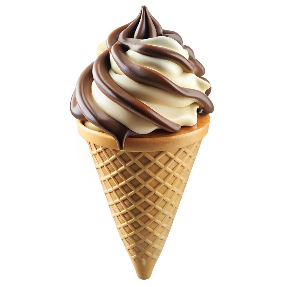 Realistic Vanilla Ice Cream Cone Photo