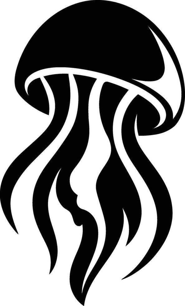 Jellyfish Tattoo Style, Black White Jellyfish Ink Design vector