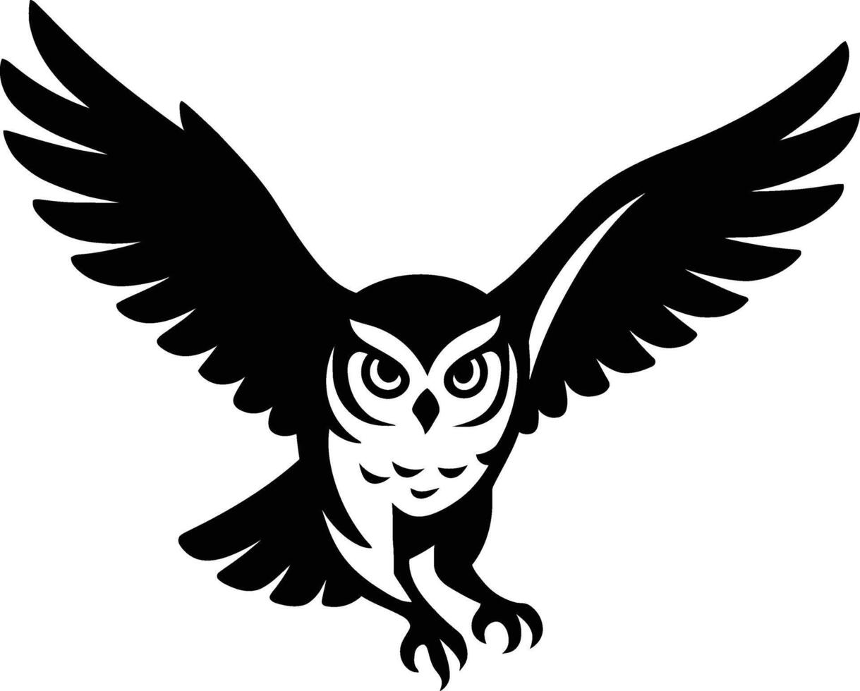 Owl In Flight Silhouette, Soaring Owl Graphic vector