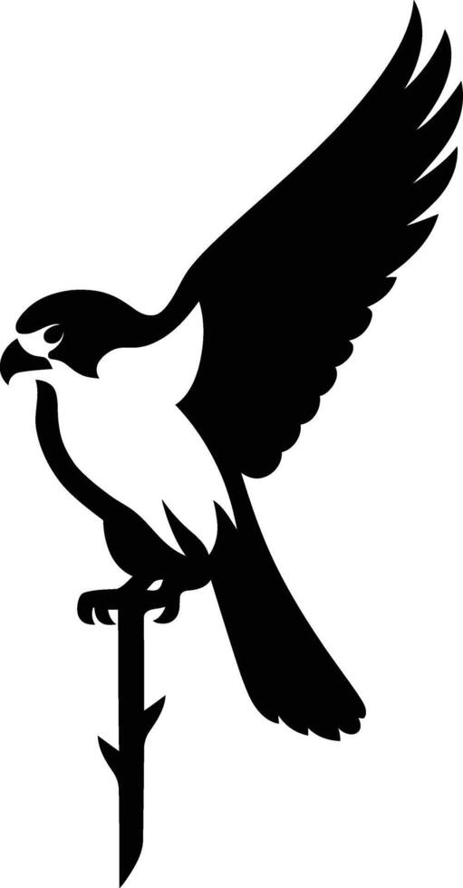 Falcon Perched Silhouette Art, Falcon Bird On Branch Graphic vector
