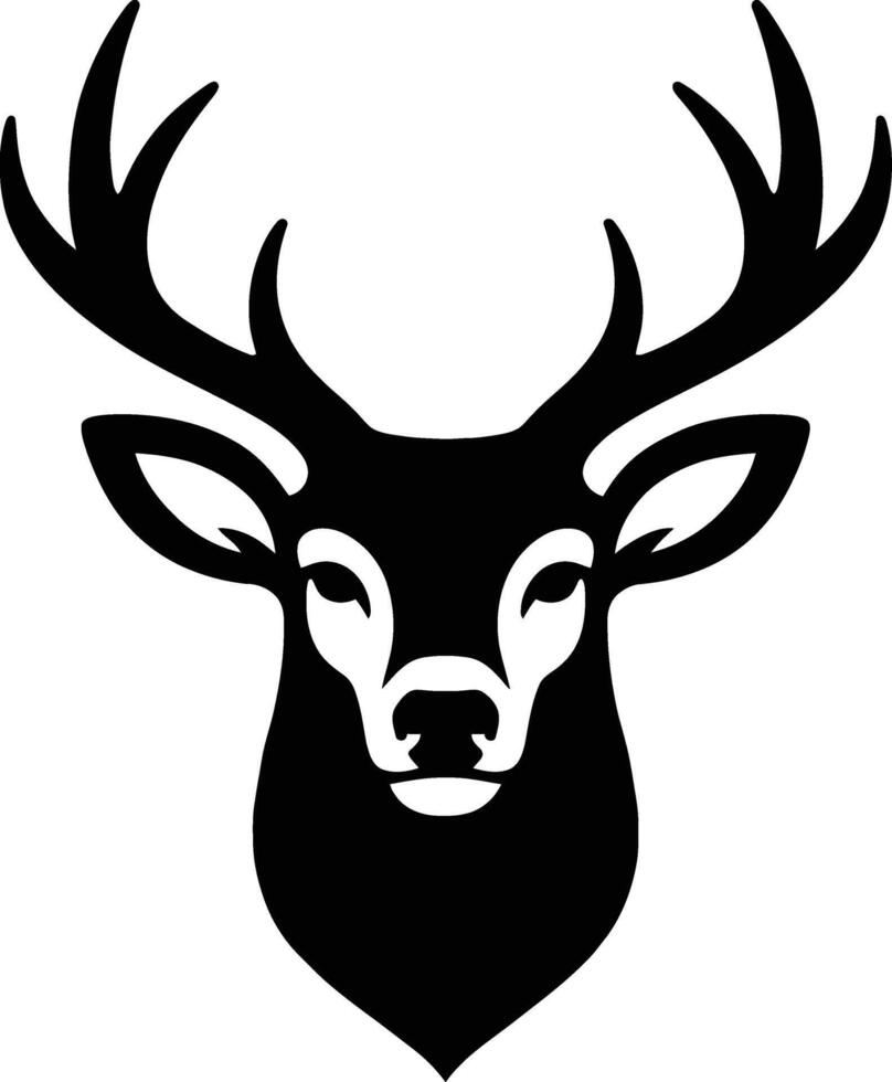 Black and white deer head silhouette, Stylish deer face profile silhouette vector