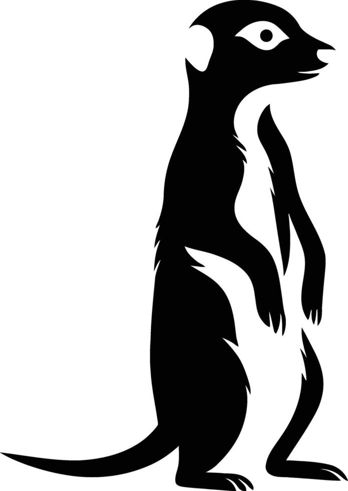 Meerkat animal silhouette for wildlife design, Black meerkat illustration for tshirt print vector